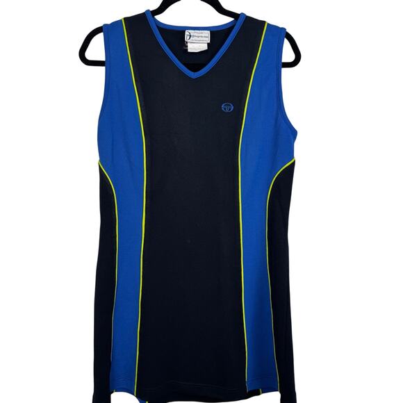 Sergio Tacchini Sleeveless Color Block Dress Size Medium Blue Black Tennis Golf - Picture 1 of 10